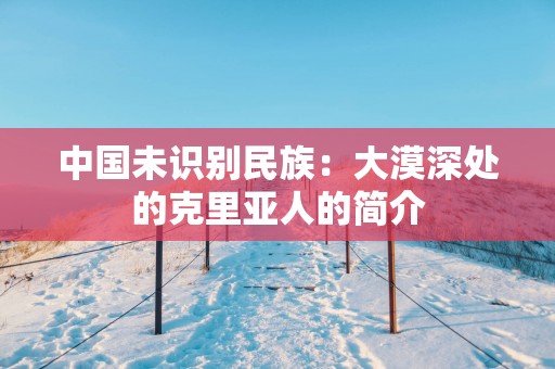 中国未识别民族：大漠深处的克里亚人的简介