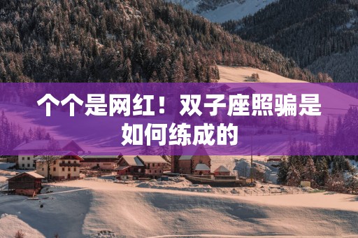 个个是网红！双子座照骗是如何练成的