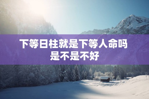 下等日柱就是下等人命吗 是不是不好