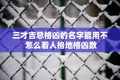 三才吉总格凶的名字能用不 怎么看人格地格凶数