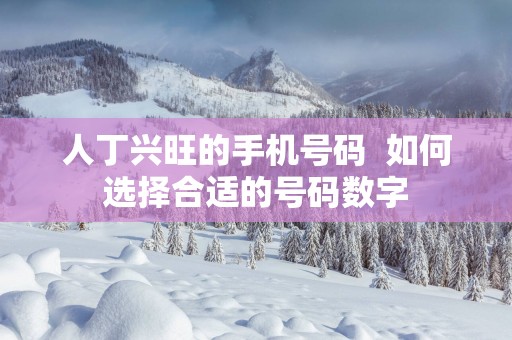 人丁兴旺的手机号码  如何选择合适的号码数字