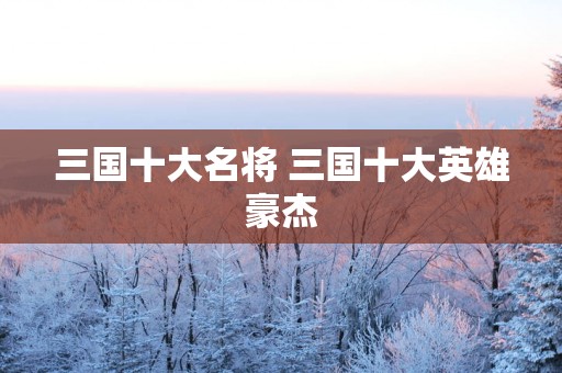 三国十大名将 三国十大英雄豪杰