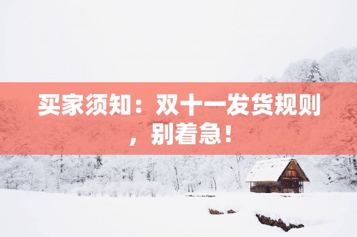 买家须知：双十一发货规则，别着急！
