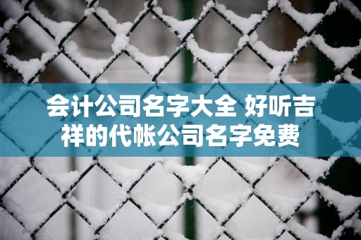 会计公司名字大全 好听吉祥的代帐公司名字免费