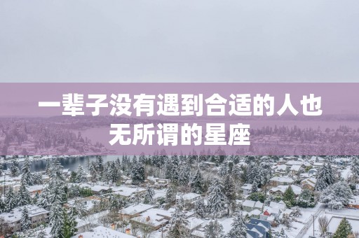 一辈子没有遇到合适的人也无所谓的星座