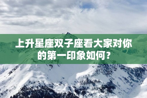 上升星座双子座看大家对你的第一印象如何？