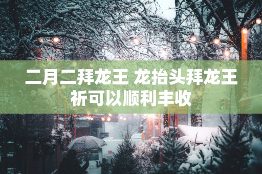 二月二拜龙王 龙抬头拜龙王祈可以顺利丰收