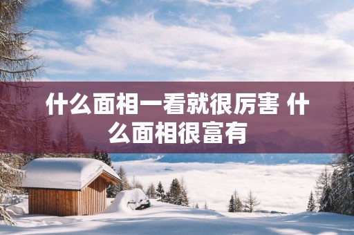 什么面相一看就很厉害 什么面相很富有