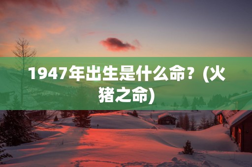 1947年出生是什么命？(火猪之命)