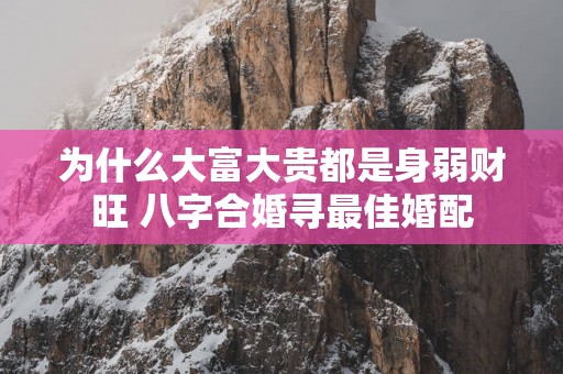 为什么大富大贵都是身弱财旺 八字合婚寻最佳婚配