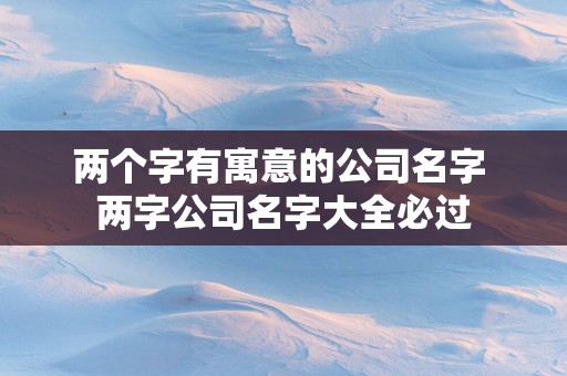 两个字有寓意的公司名字 两字公司名字大全必过