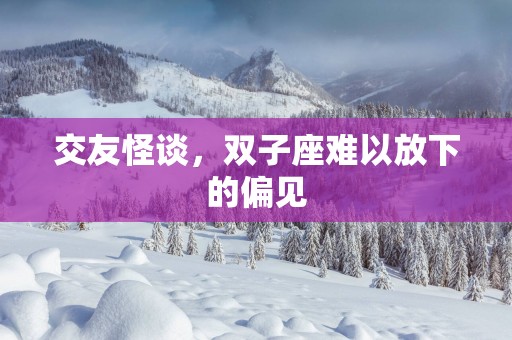 交友怪谈，双子座难以放下的偏见