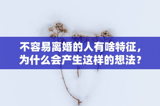 不容易离婚的人有啥特征，为什么会产生这样的想法？