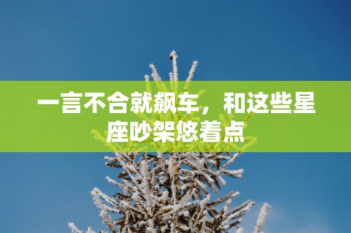 一言不合就飙车，和这些星座吵架悠着点