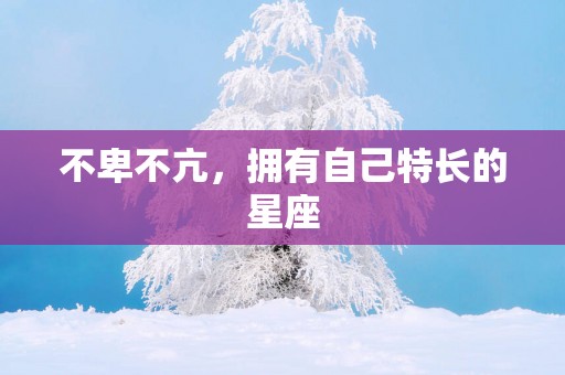 不卑不亢，拥有自己特长的星座