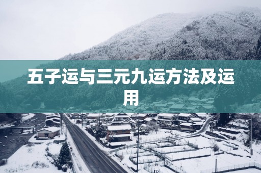 五子运与三元九运方法及运用