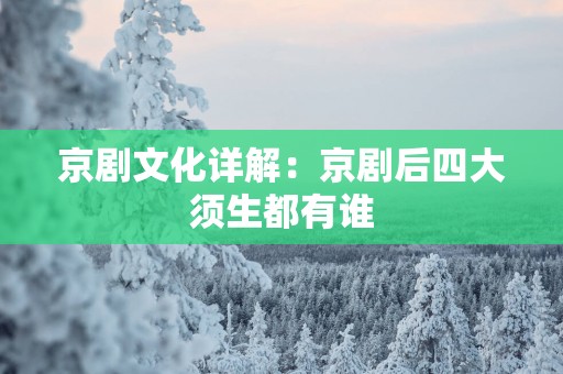 京剧文化详解：京剧后四大须生都有谁
