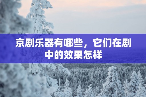 京剧乐器有哪些，它们在剧中的效果怎样