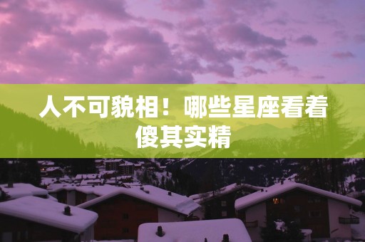 人不可貌相！哪些星座看着傻其实精