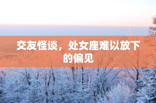 交友怪谈，处女座难以放下的偏见