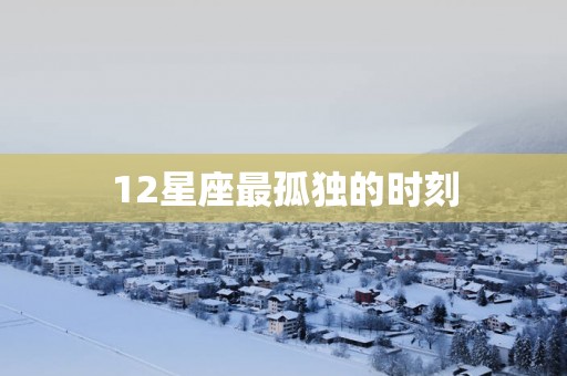 12星座最孤独的时刻