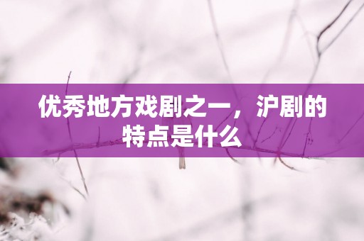 优秀地方戏剧之一，沪剧的特点是什么