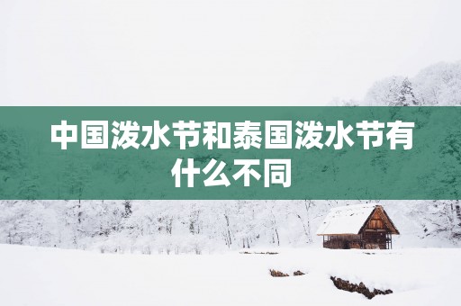 中国泼水节和泰国泼水节有什么不同