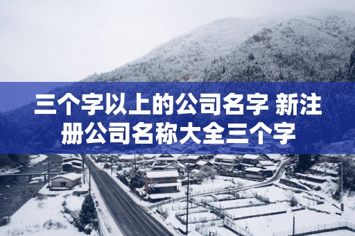 三个字以上的公司名字 新注册公司名称大全三个字