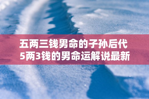 五两三钱男命的子孙后代 5两3钱的男命运解说最新