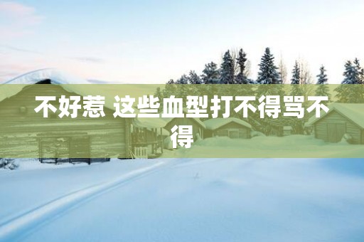 不好惹 这些血型打不得骂不得