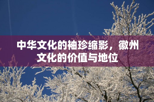 中华文化的袖珍缩影，徽州文化的价值与地位