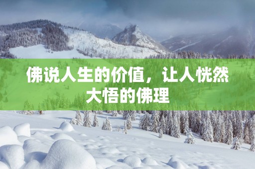 佛说人生的价值，让人恍然大悟的佛理