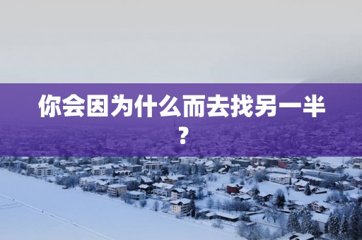 你会因为什么而去找另一半？