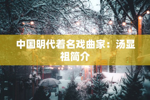 中国明代着名戏曲家：汤显祖简介
