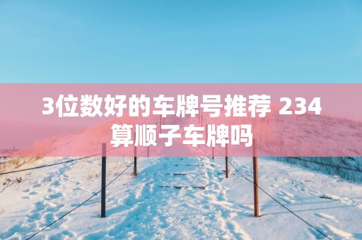 3位数好的车牌号推荐 234算顺子车牌吗