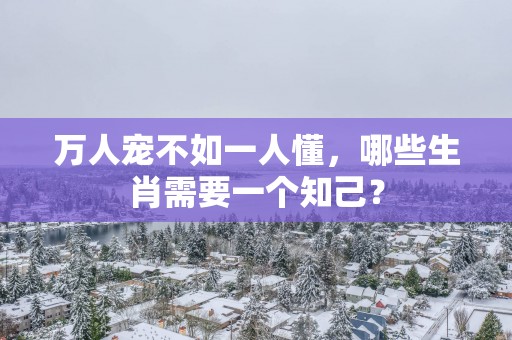 万人宠不如一人懂，哪些生肖需要一个知己？
