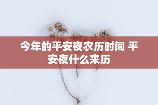 今年的平安夜农历时间 平安夜什么来历