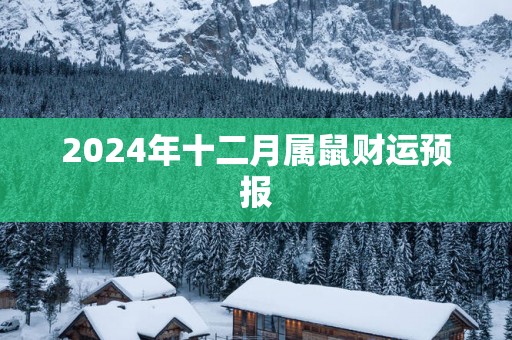 2025年十二月属鼠财运预报