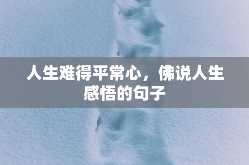 人生难得平常心，佛说人生感悟的句子