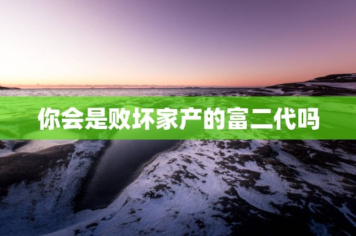 你会是败坏家产的富二代吗