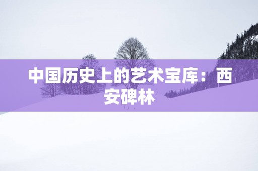 中国历史上的艺术宝库：西安碑林
