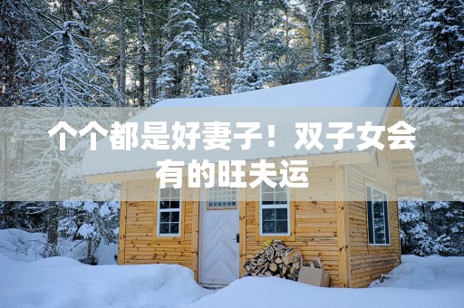 个个都是好妻子！双子女会有的旺夫运