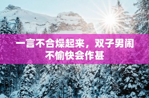 一言不合燥起来，双子男闹不愉快会作甚