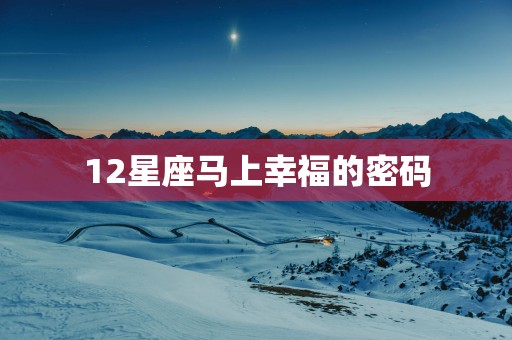 12星座马上幸福的密码