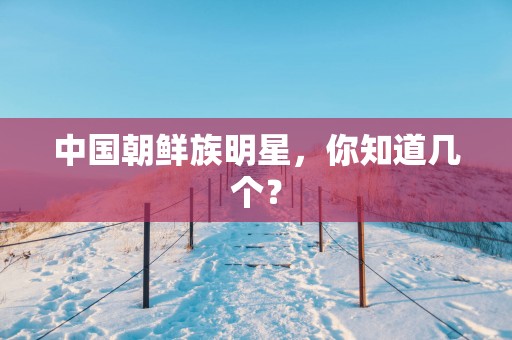 中国朝鲜族明星，你知道几个？