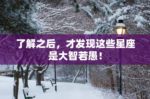 了解之后，才发现这些星座是大智若愚！