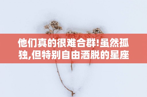 他们真的很难合群!虽然孤独,但特别自由洒脱的星座
