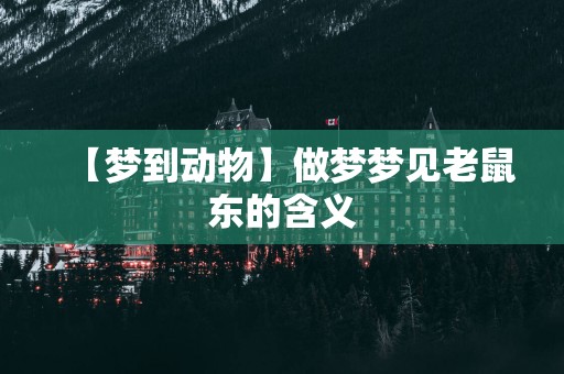 【梦到动物】做梦梦见老鼠东的含义