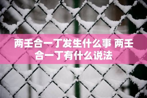 两壬合一丁发生什么事 两壬合一丁有什么说法