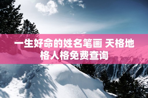 一生好命的姓名笔画 天格地格人格免费查询